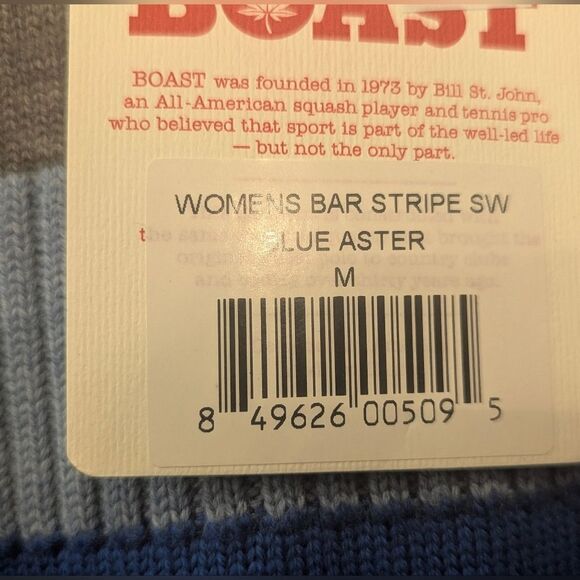 New Boast Women Size M Merino Wool Sweater Gray Blue Red Elbow Patch Crewneck - Picture 4 of 7